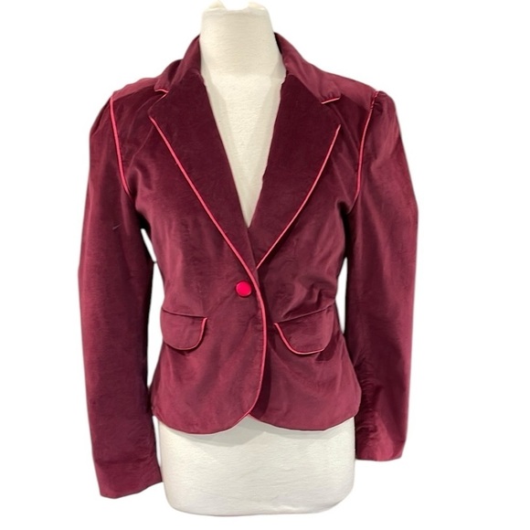 Original Penguin Jackets & Blazers - Penguin Velvet Blazer Contrast Piping and Lining SZ 6 Cranberry Red Pink